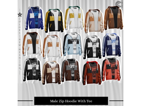 Maxis Match Male Zip Hoodie With Tee cool_content_star - The Sims 4 Custom Content