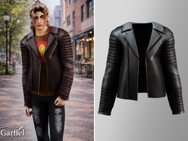 Alpha Adult Biker jacket ACCESSORY in HAT slot by Garfiel - The Sims 4 Custom Content