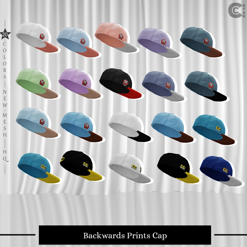 Maxis Match Male Backwards Prints Cap cool_content_star by cool_content_star - The Sims 4 Custom Content