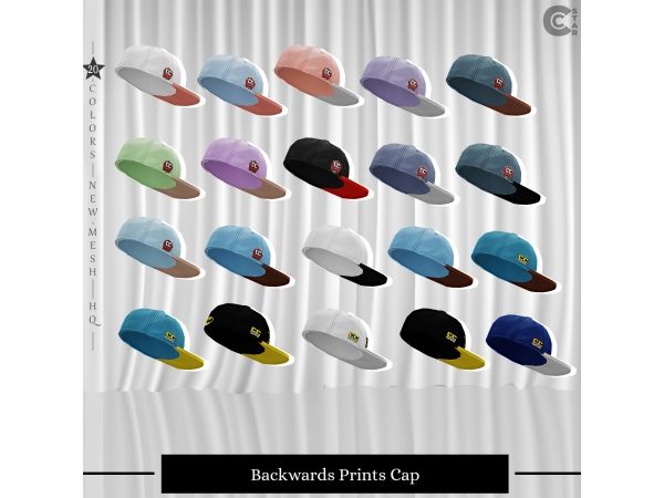 Maxis Match Male Backwards Prints Cap cool_content_star - The Sims 4 Custom Content