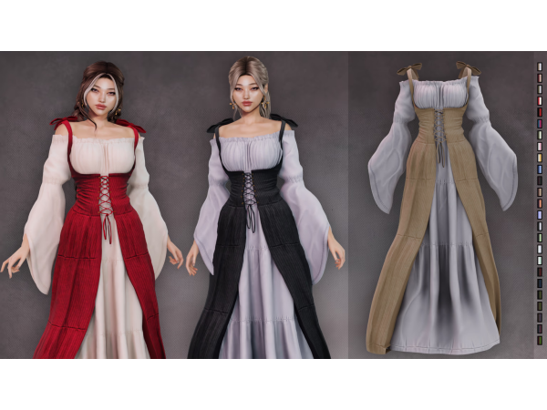 Alpha WHISPERVALE MEDIEVAL GOWN by LYNXsimz - The Sims 4 Custom Content