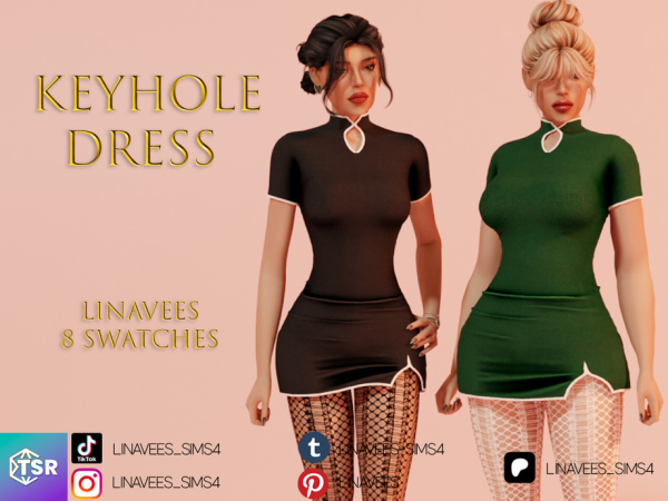 Alpha LYLA KEYHOLE DRESS by linavees - The Sims 4 Custom Content
