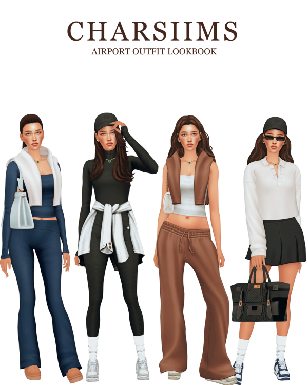 Mix Airport Outfit Lookbook by simsfinds - The Sims 4 Custom Content
