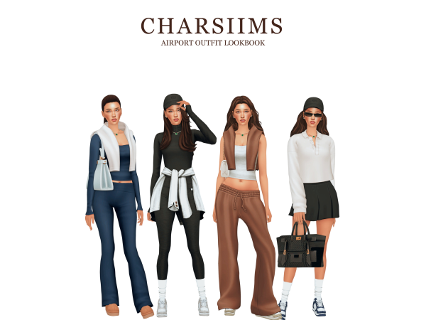 Mix Airport Outfit Lookbook by CHARSIIMS - The Sims 4 Custom Content