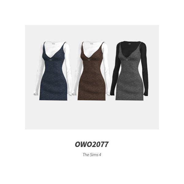 Mix OWO2077 Layered Knit Mini Dress by simsfinds - The Sims 4 Custom Content