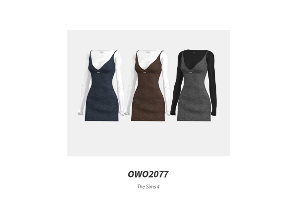 Mix OWO2077 Layered Knit Mini Dress - The Sims 4 Custom Content
