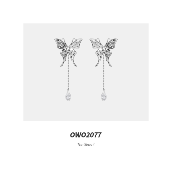 Alpha OWO2077 Chic Metallic Butterfly Earrings by simsfinds - The Sims 4 Custom Content
