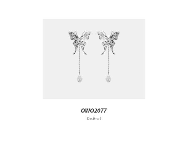 Alpha OWO2077 Chic Metallic Butterfly Earrings - The Sims 4 Custom Content