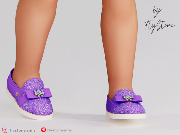 Alpha Toddler SlipOns With A Bow And A Diamond Brooch by FlyStone - The Sims 4 Custom Content