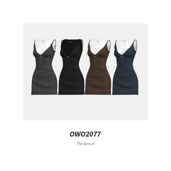 Mix OWO2077 Marled Slip Mini Dress by simsfinds - The Sims 4 Custom Content