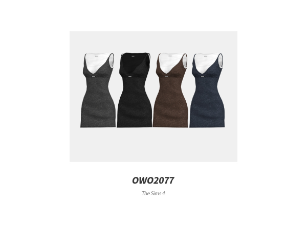 Mix OWO2077 Marled Slip Mini Dress - The Sims 4 Custom Content