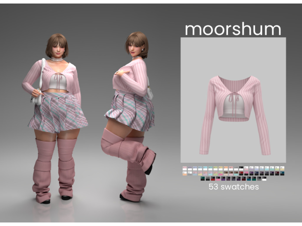 Maxis Match aiko cardigan skirt mini set by moorshum - The Sims 4 Custom Content