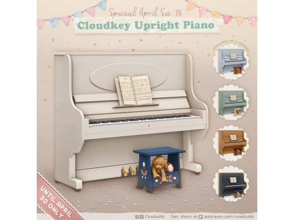 Mix Cloudkey Upright Piano by cowbuild - The Sims 4 Custom Content