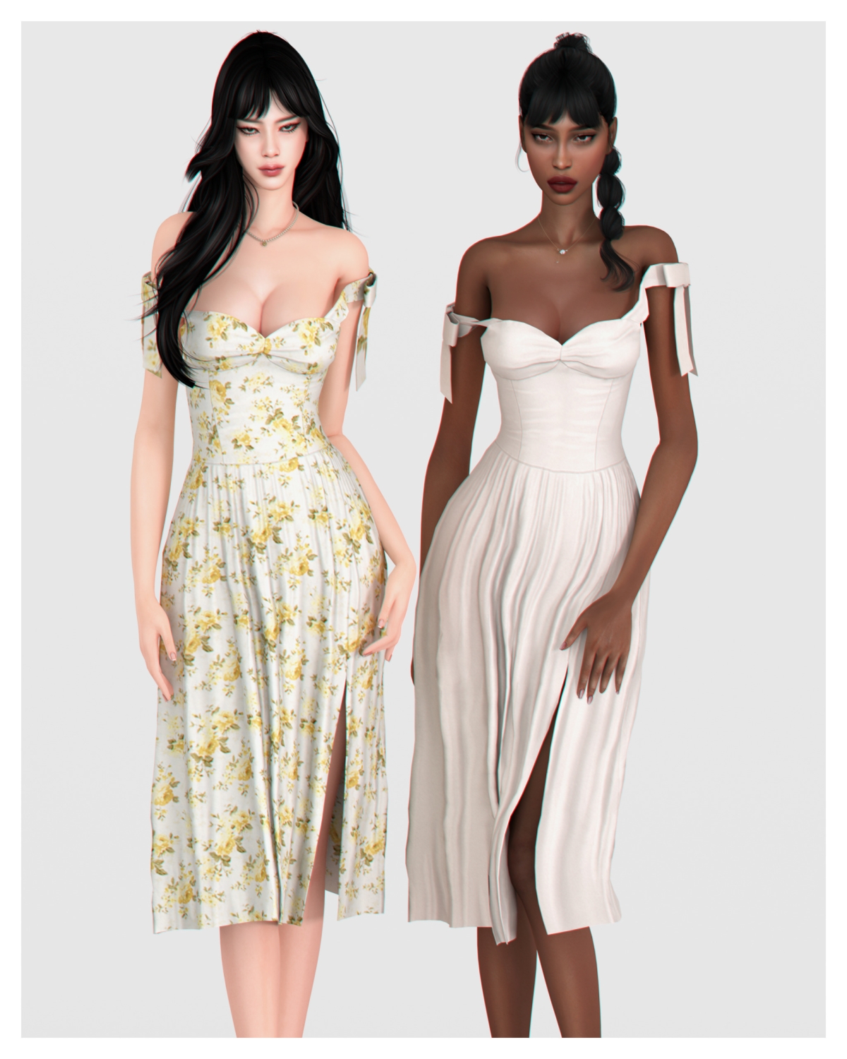 Alpha Off Shoulder Sun Dress by simsfinds - The Sims 4 Custom Content