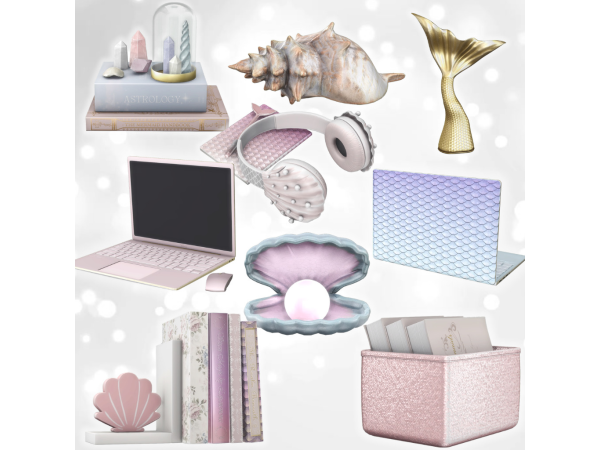 Alpha Modern Mermaid Bedroom Decoration by Lapanemona - The Sims 4 Custom Content
