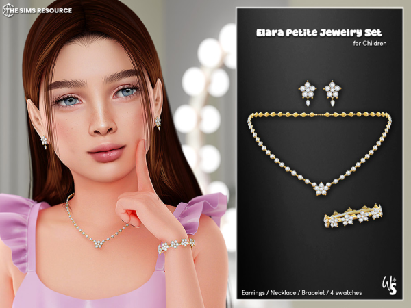Alpha Elara Petite Jewelry Set for children - The Sims 4 Custom Content