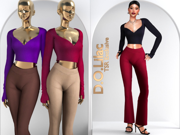 Alpha Flared Minimal Chic Set DO154 - The Sims 4 Custom Content