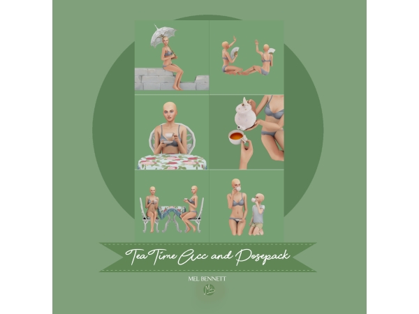 Mix Tea Time Acc and Posepack - The Sims 4 Custom Content