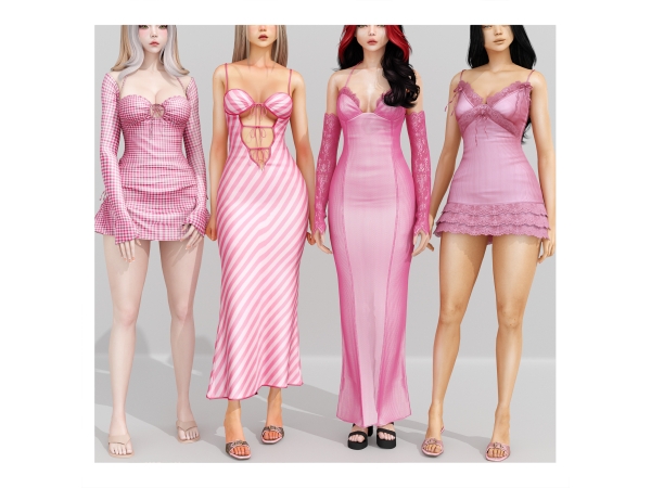Mix 𖦹 Pink Me Up Dresses Collection 𖦹 - The Sims 4 Custom Content