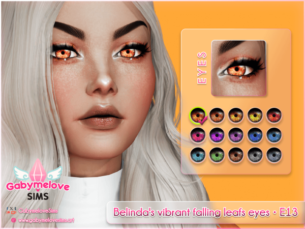 Mix Belinda's vibrant falling leafs eyes E13 contact lenses - The Sims 4 Custom Content