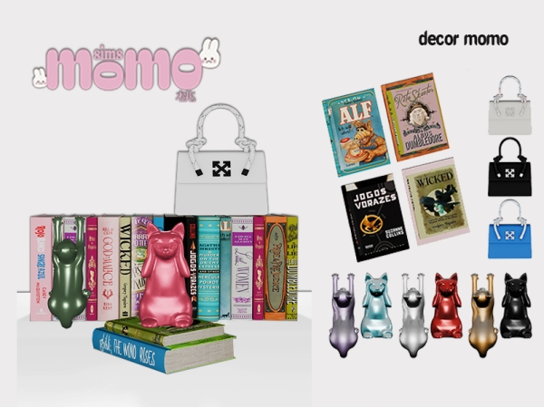 Mix Decorative Bag Books Cats - The Sims 4 Custom Content