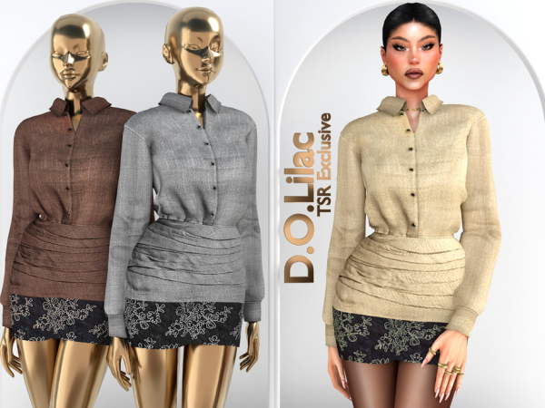 Alpha Shirt Short Dress DO2197 - The Sims 4 Custom Content