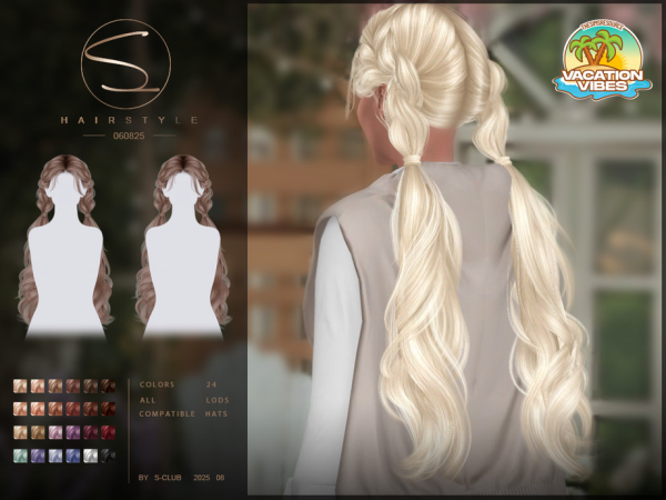Alpha (VACATION VIBES)S Club_060825_ double braids hairstyle Club by S - The Sims 4 Custom Content
