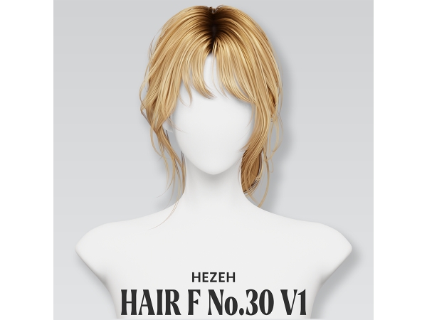 Alpha [Hezeh]FHair No30 V1 - The Sims 4 Custom Content