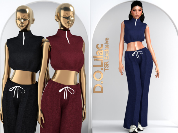 Alpha Sleeveless Zip Crop Tracksuit Set DO158 - The Sims 4 Custom Content