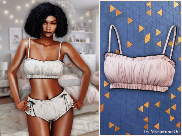 Alpha Ruched trim crop top by MysteriousOo - The Sims 4 Custom Content