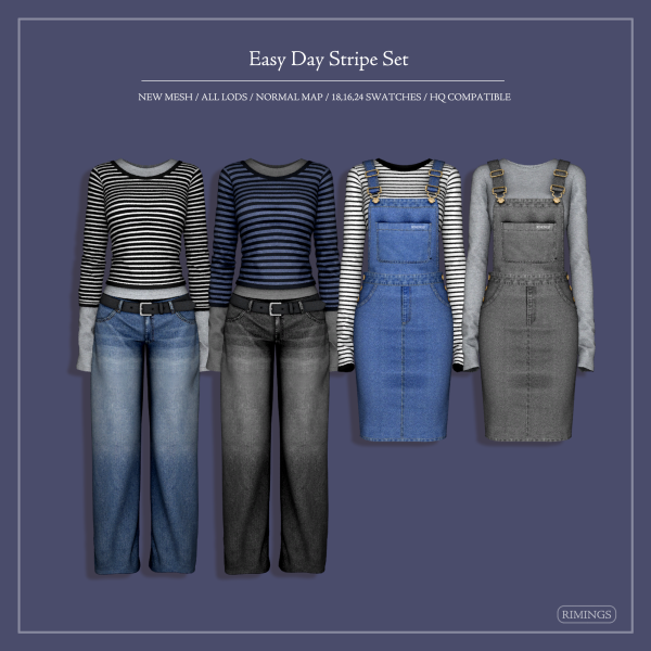 Alpha [RIMINGS] Easy Day Stripe Set by simsfinds - The Sims 4 Custom Content