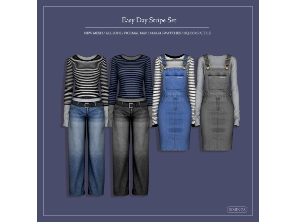 Alpha [RIMINGS] Easy Day Stripe Set - The Sims 4 Custom Content