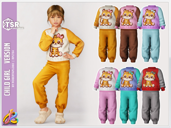 Alpha 347 Child Girl SET Little Girl Tiger Outfit Set by RobertaPLobo - The Sims 4 Custom Content