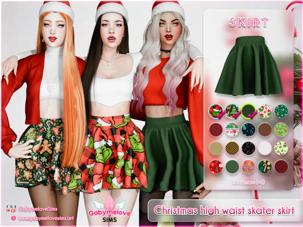 Christmas high waist skater skirt