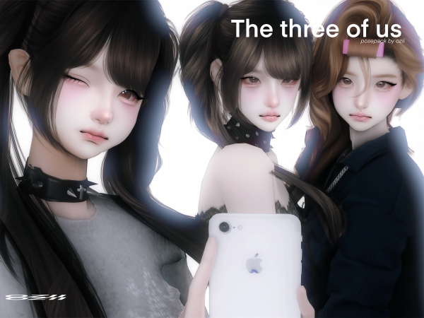 Mix [Ozii] The three of us - The Sims 4 Custom Content