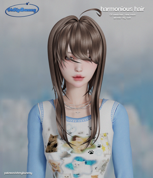 Mix Harmonious Hair by ohmybunnny2 - The Sims 4 Custom Content
