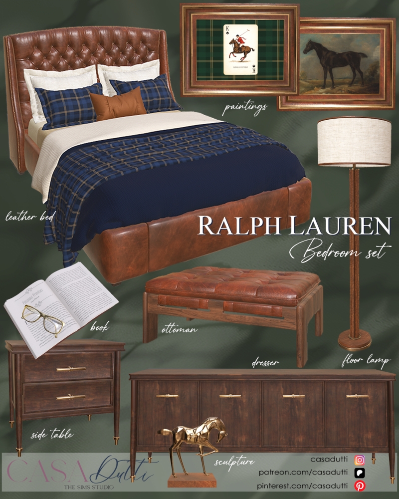Alpha Ralph Lauren Bedroom by casadutti - The Sims 4 Custom Content