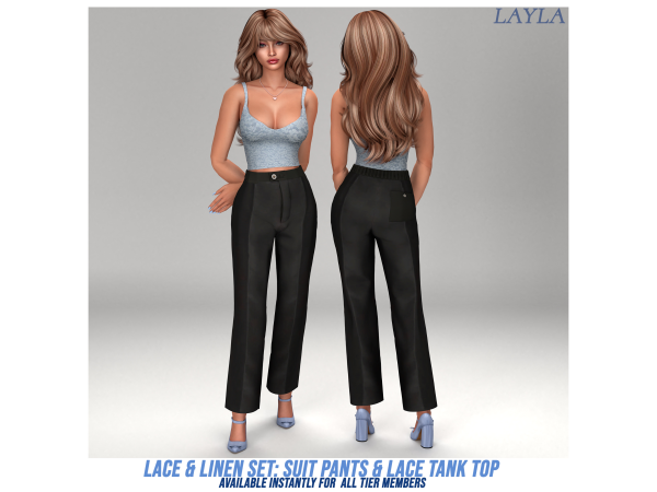 Alpha patreon Suit Pants and Lace Tank top - The Sims 4 Custom Content