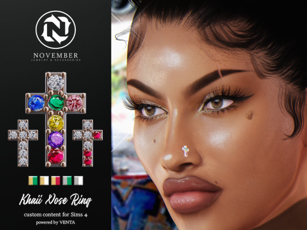 Alpha November Khaii Nose Ring by VentaStudio - The Sims 4 Custom Content