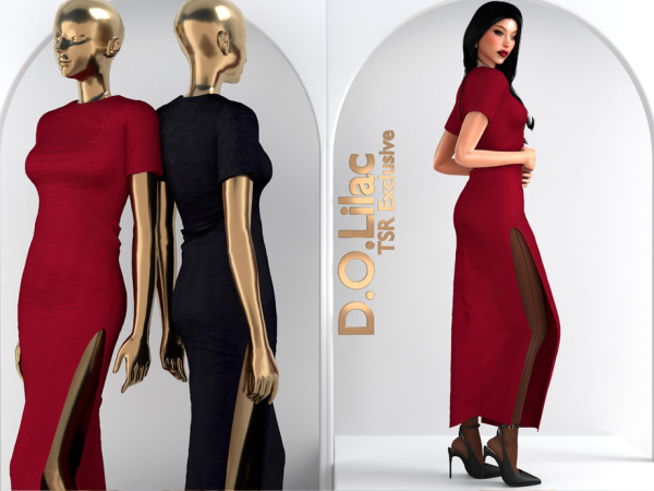 Alpha Maxi Slit Dress DO2203 - The Sims 4 Custom Content