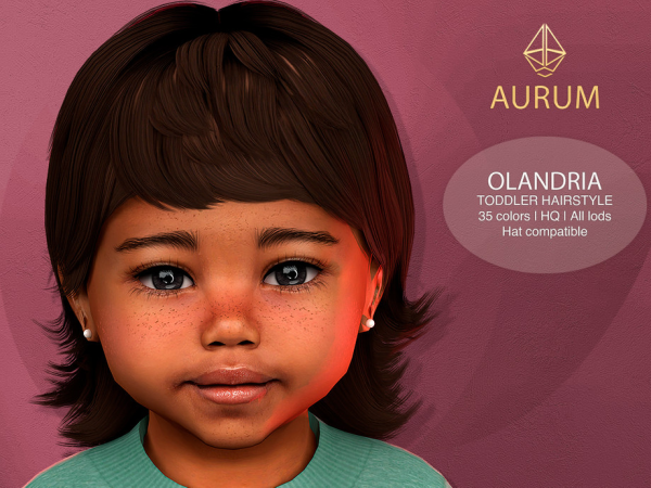 Alpha Aurum Olandria short hairstyle (toddler) - The Sims 4 Custom Content