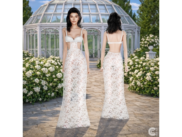 Alpha Lace Sheer Bra Cutout Maxi Gown cool_content_star - The Sims 4 Custom Content