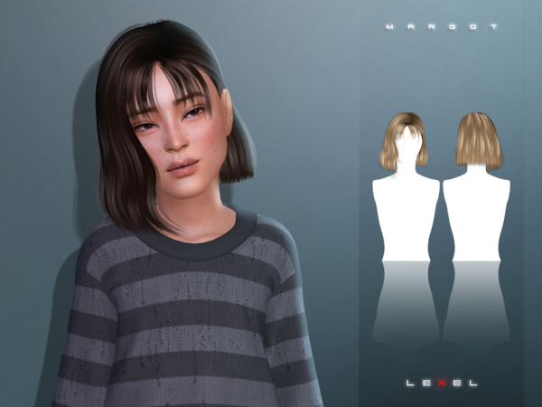 Alpha LEXEL Margot messy wavy bob with bangs - The Sims 4 Custom Content