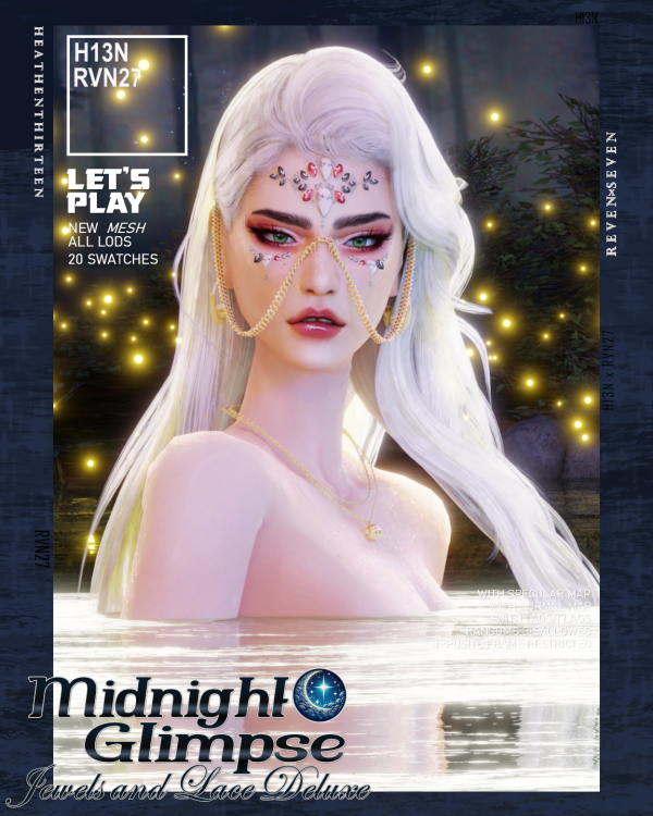 Alpha Drop Gold Chain Rhinestone Face Accessory (Glasses) by simsfinds - The Sims 4 Custom Content