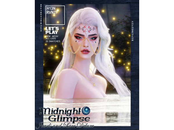 Alpha Drop Gold Chain Rhinestone Face Accessory (Glasses) by rvn2seven - The Sims 4 Custom Content