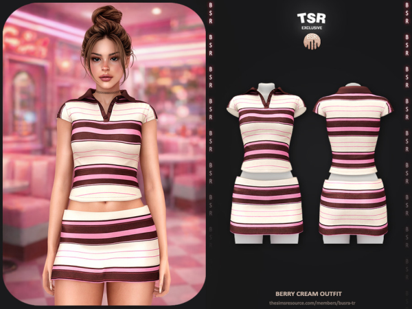 Alpha SET Berry Cream Outfit BD1665 - The Sims 4 Custom Content