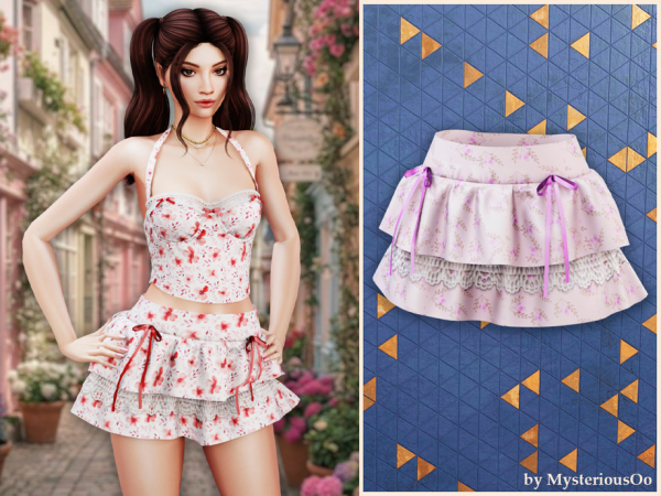 Alpha Ruffle lace mini skirt by MysteriousOo - The Sims 4 Custom Content