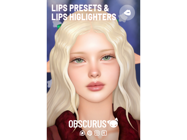 Mix LIPS PRESETS HIGHLIGHTERS by obscurus_sims - The Sims 4 Custom Content
