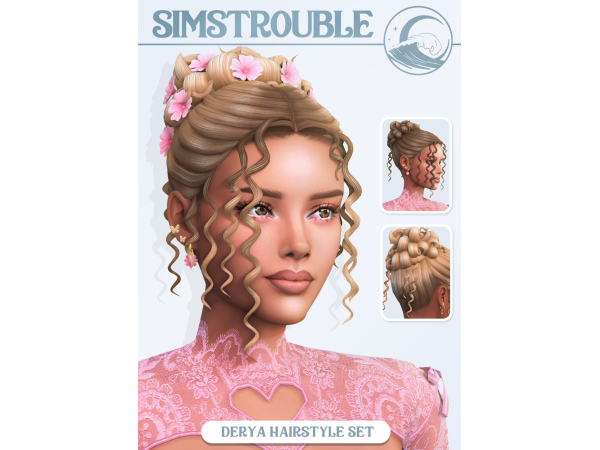 Sims 4 Maxis Match Curly Hairstyles CC: Derya Hairstyle Set by simstrouble