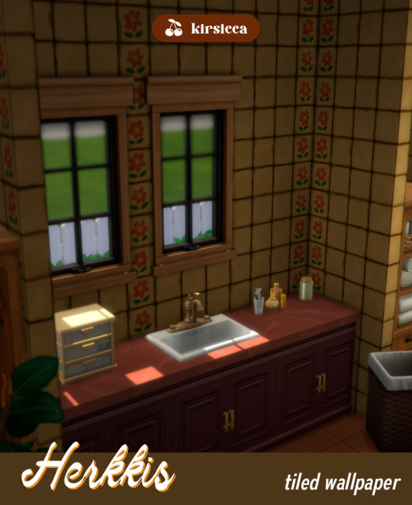 Maxis Match HERKKIS TILED WALLPAPER by simsfinds - The Sims 4 Custom Content